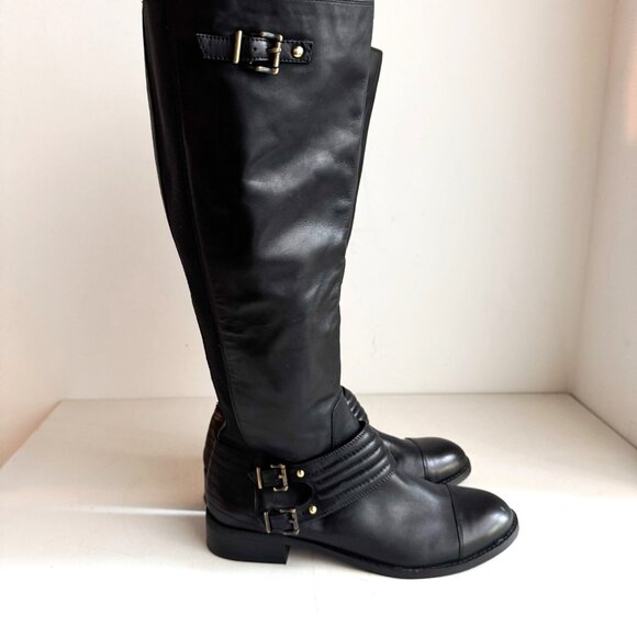 Jessica Simpson Wide Calf Black Leather Boots 11 - Picture 1 of 11